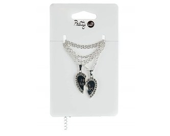 Řetízek s přívěskem PRETTY UP, 2 ks, půlené srdce