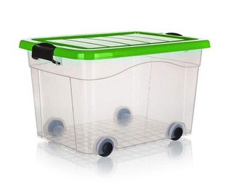 BRILANZ Box úložný na kolečkách PYRAMIDA 40 l, zelený