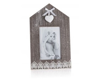 HOME DECOR Rámeček s krajkou LACEWORK, dům