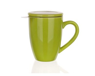 BANQUET Hrnek s víčkem a nerezovým sítkem BONNET 350 ml, zelený, OK