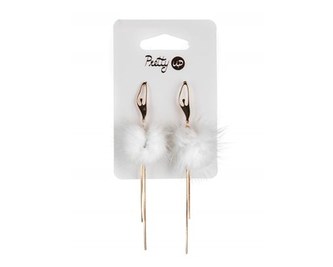 Náušnice PRETTY UP 10 cm, 1 pár, bílé chomáčky