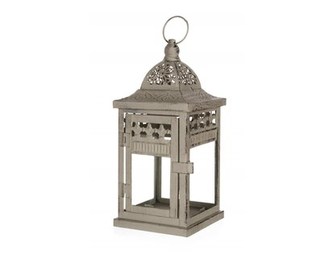 HOME DECOR Lucerna plechová 11,2 x 11,2 x 24,5 cm ,šedo-černá