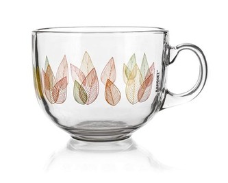 BANQUET Hrnek jumbo skleněný MALAGA Leaves 435 ml