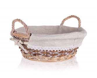 HOME DECOR Košík proutěný s uchy DUO 30 x 11 cm, kulatý, hnědobílý