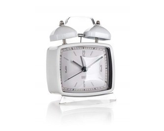 HOME DECOR Budík 8,3 x 11,2 x 6,2 cm, bílý