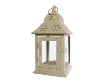 HOME DECOR Lucerna plechová 12 x 12 x 22,5 cm krémová