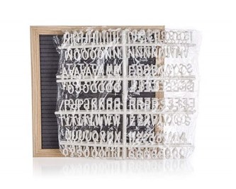 HOME DECOR Tabule fleece s písmeny 27 x 27 cm, šedá, rám dekor dřevo