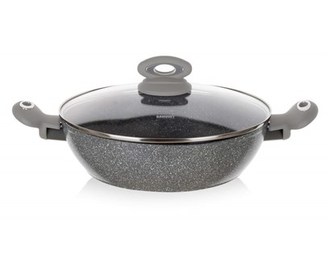 BANQUET Pánev Paella s nepřilnavým povrchem GRANITE Grey 28 x 7,5 cm, s poklicí