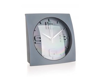 HOME DECOR Budík 15 x 15 x 5,7 cm, šedý