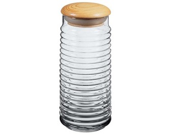 PASABAHCE Dóza skleněná s dřevěným víkem BABYLON 1,5 l