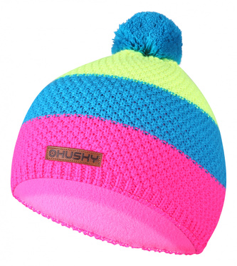 Dětská čepice Cap 35 růžová/neon žlutá - XS