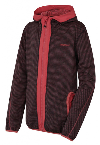 Dětská mikina s kapucí Artic Zip K tm. šedá/tl. vínová - 140