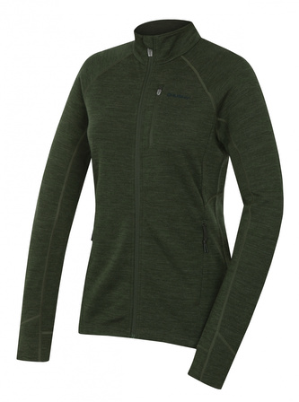 Dámská mikina z merino vlny Alou L tm. khaki - XL