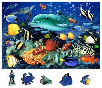 Wooden City Puzzle Dobrodružství pod hladinou 2v1, dřevěné, 200 dílků