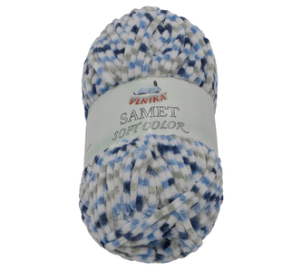 Příze SAMET - modrá, šedá, bílá - 100g / 100 m