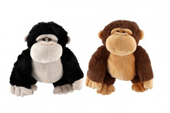Gorila sedící plyš 25cm 2 barvy v sáčku 0+