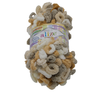 Příze PUFFY color - béžová, bílá - 100g / 9 m