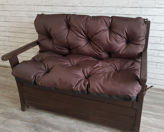 Prošívané sezení JONAS, polstr na zahradní lavici - sedák s opěrkou, HNĚDÁ, 120x60x50 cm, Mybesthome