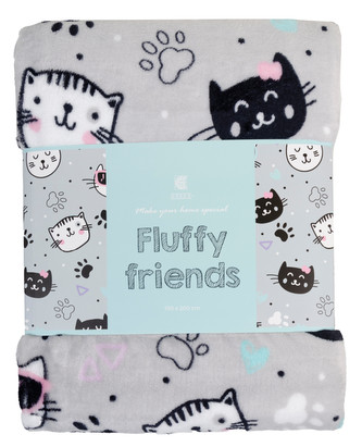 Deka z mikrovlákna FLUFFY FRIENDS světle šedá 150x200 cm Essex