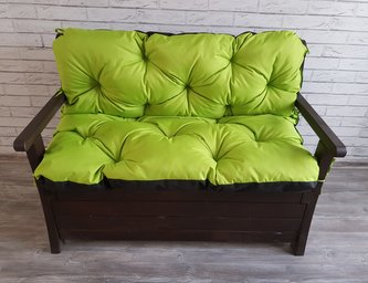 Prošívané sezení JONAS, polstr na zahradní lavici - sedák s opěrkou, LIMETKA, 150x60x50 cm, Mybesthome