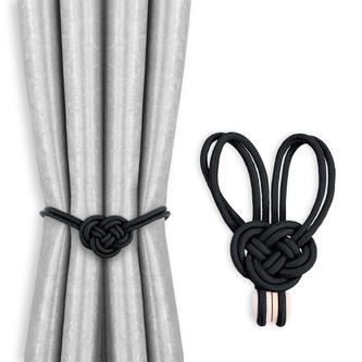 Dekorační ozdobná spona na závěsy s magnetem EDMOND černá Mybesthome 2 kusy v balení