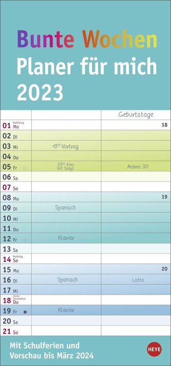 Bunte Wochen Planer für mich 2023