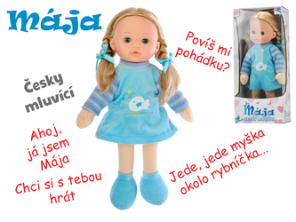 Panenka Mája mrkací 42cm modrá na baterie