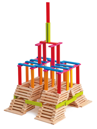 Stavebnice v kyblíku přírodní/barevná - Emma, 200ks