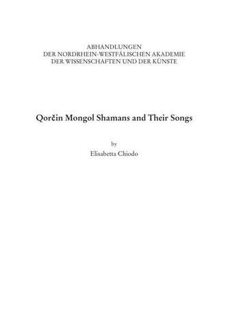 Qorcin Mongol Shamans and Their Songs