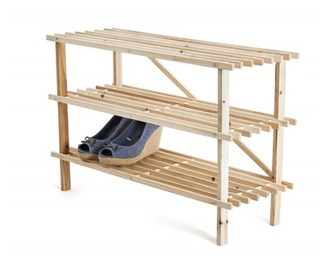 VETRO-PLUS Botník dřevěný SAMUEL 74 x 48,5 x 26 cm, 3 police