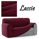 Napínací potah na trojkřeslo z mikrovlákna LASSIE III. vínová, 180-225 cm Mybesthome