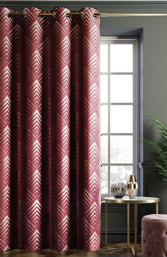 Dekorační vzorovaný závěs PYRAMID, vínová (1 kus)140x250 cm MyBestHome