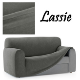 Napínací potah na trojkřeslo z mikrovlákna LASSIE III. tmavě šedá, 180-225 cm Mybesthome