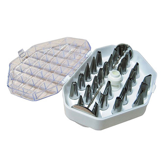 Pečení de Buyer, 2114.20 ST Steel, zdobící sada na dorty, nerezové, 26 ks, pouzdro