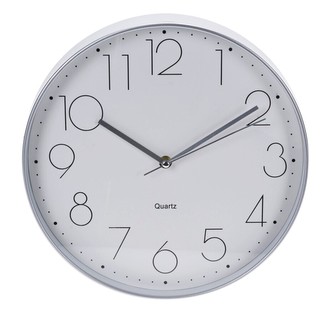 Hodiny nástěnné plast 30 cm stříbrný rám