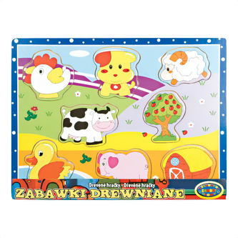 Dřevěné vkládací puzzle - Zvířátka ze statku