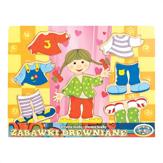 Dřevěné vkládací puzzle - Oblékací holka