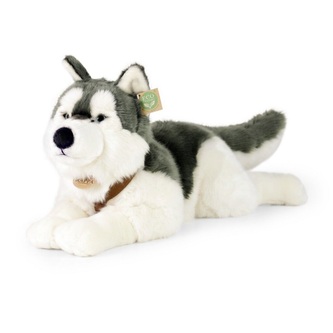 Plyšový pes husky s obojkem ležící 60 cm ECO-FRIENDLY Plyšový pes husky s obojkem ležící 60 cm ECO-FRIENDLY