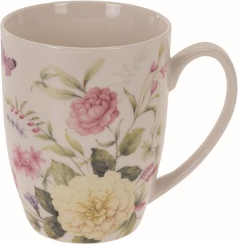 Hrnek 300 ml KVĚTINY kostní porcelán