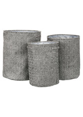 Koš na špinavé prádlo v šedivé látce, Sada 3ks, Polyester.