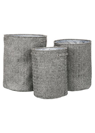 Koš na špinavé prádlo v šedivé látce, Sada 3ks, Polyester.