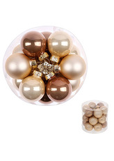 Ozdoby skleněné, karamelovo-krémové barvy, pr.3cm, cena za 1 balení(18ks)