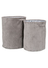 Koš na prádlo v šedivé látce, Sada 2ks, Polyester.