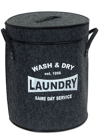 Koš prádelní z plsti s víkem,  barva tmavě šedá