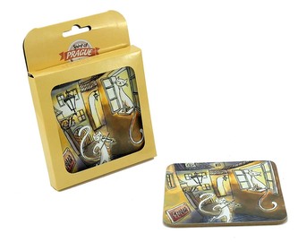 Podtácek MDF 10*10 cm,Zlatá ulička, set 4ks