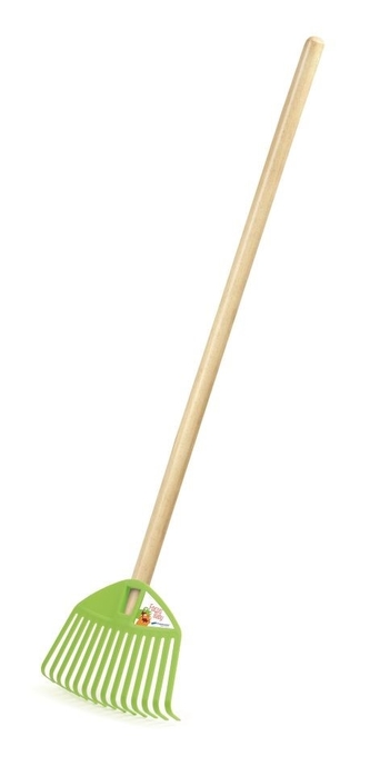 Hrábě plast dětské s dřevěnou násadou 71cm  zelené