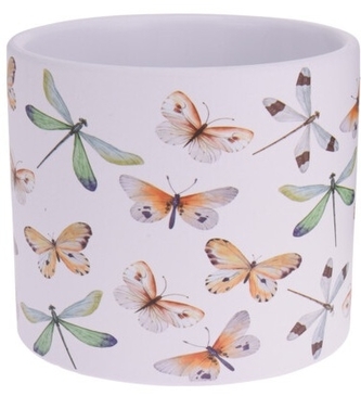 Keramický květináč Odonata a Lepidoptera, 10,5x12 cm