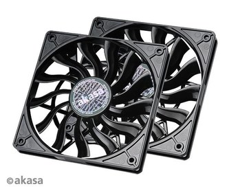 AKASA ventilátor Slimfan, 120 x 15mm, kluzné ložisko, pro HTPC systémy, PWM 4pin, 2ks v balení