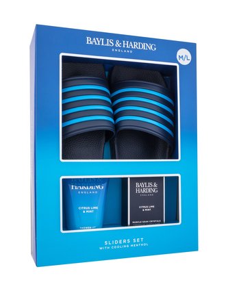 Baylis & Harding Citrus Lime & Mint sprchový gel Citrus Lime & Mint 140 ml + krystalky do koupele Citrus Lime & Mint 100 g + pantofle