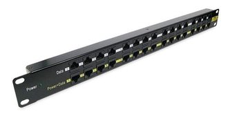 Patch panel POE UTP cat.5e 16p 1U Black (provedení 19" rack)